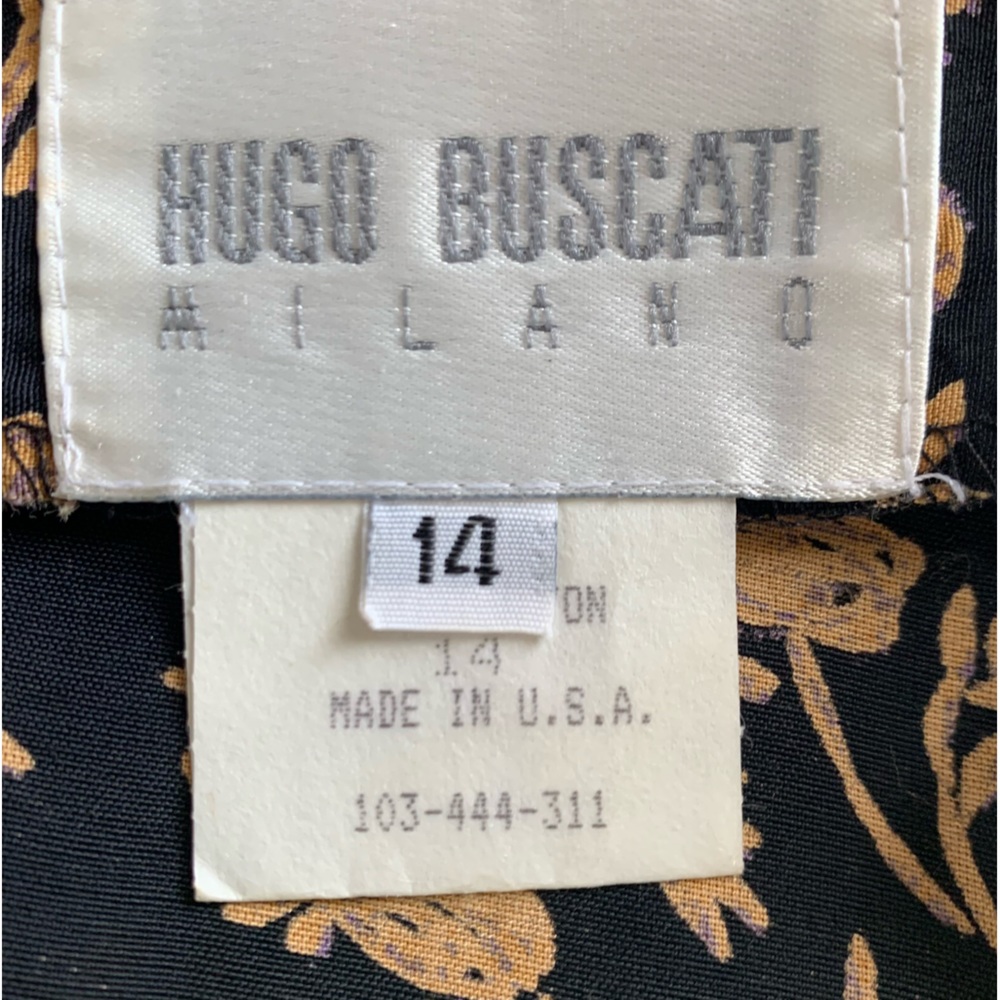 Hugo Buscati SZ 14 Vintage Brown/Black Floral MIDI Dress - Picture 12 of 14